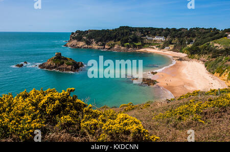 Blicken Sie über Portelet Bay, Jersey, Channel Islands, Großbritannien Stockfoto