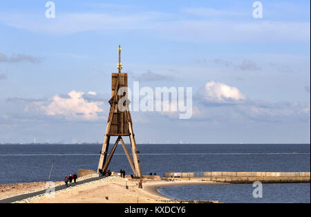 Kugelbake, Mündung der Elbe in die Nordsee, Wahrzeichen der Stadt Cuxhaven, Niedersachsen, Deutschland Stockfoto