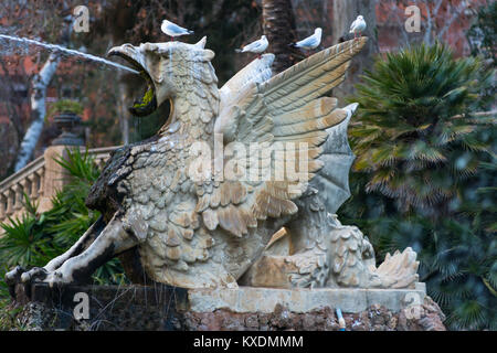 Ein Teil der Schrift De La Cascada, cascading Brunnen, Parc De La Ciutadella, Barcelona, Katalonien, Spanien. Stockfoto