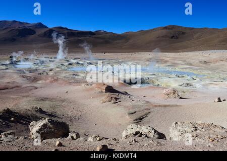 Sol de Mañana, der Höchste geothermale Feld in der Welt, Reserva Nacional de Fauna Andina Eduardo Abaroa, Sur Lípez, Potosí Stockfoto