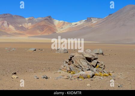 Landschaft in pastell Farben auf dem Altiplano, Reserva Nacional de Fauna Andina Eduardo Abaroa, Sur Lípez, Potosi, Bolivien Stockfoto