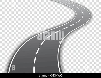 Vektor kurvenreiche Straße auf transparentem Hintergrund isoliert. Vector EPS 10. Stock Vektor