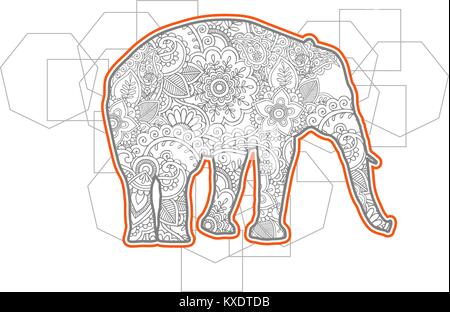 Hand gezeichnet Elefant doodle Tier paisley nach Stress release Färbung Seite zentangle stilisierte Vektor Stock Vektor