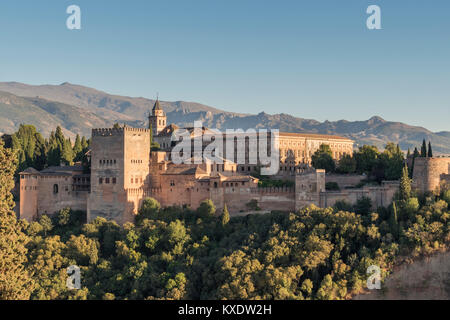 Blick auf die Alhambra vom Mirador de San Nicolas, Granada, Spanien Stockfoto
