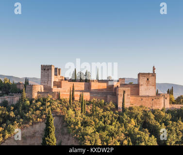 Blick auf die Alhambra vom Mirador de San Nicolas, Granada, Spanien Stockfoto