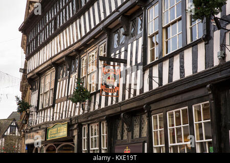 Großbritannien, England, Cheshire, Nantwich, High Street, Crown Hotel, Holz- Struktur von 1583 Public House Stockfoto