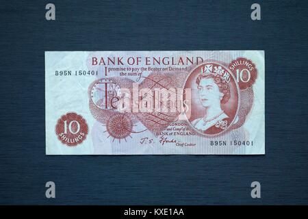 Bank von England 10 Schilling Banknote Stockfoto