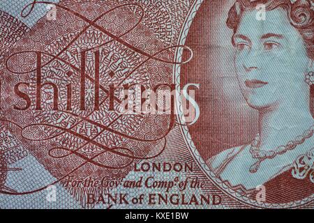 Bank von England 10 Schilling Banknote Stockfoto