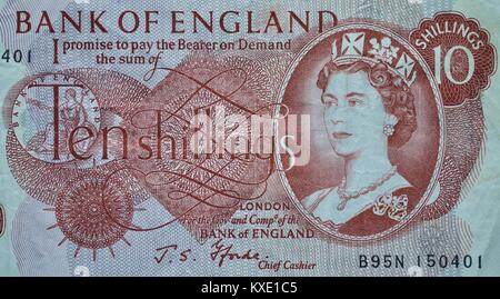 Bank von England zehn Schilling Banknote Stockfoto