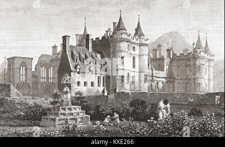 Holyrood Palace, Edinburgh, Schottland. Auch als Holyrood House oder den Palast von Holyroodhouse bekannt. Es ist die offizielle Residenz des britischen Monarchen in Schottland. Nach einem 19. Jahrhundert drucken. Stockfoto