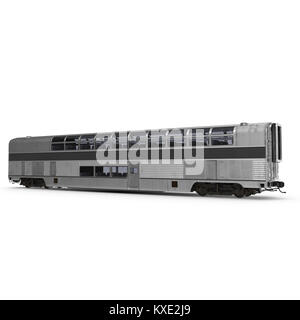Doppelstöckige bahn wagen auf Weiß. 3D-Darstellung Stockfoto