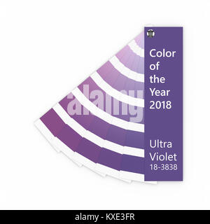 3D-Render von UV-Farbpalette Guide über Weiß. Farbe des Jahres 2018. Stockfoto