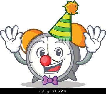 Clown Wecker Maskottchen Karikatur Stock Vektor