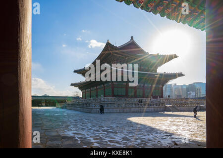 Gyeongbokgung Palast in Seoul, Südkorea. Stockfoto