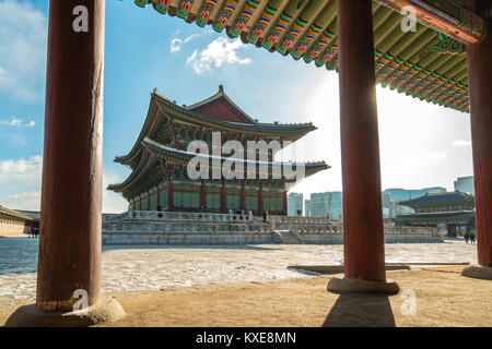 Gyeongbokgung Palast in Seoul, Südkorea. Stockfoto