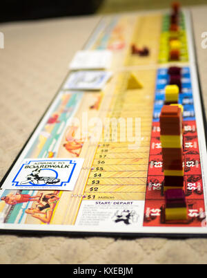 Das spielbrett der Boardwalk, eine 1985 Spin-off der Parker Brothers Brettspiel Monopoly. Stockfoto