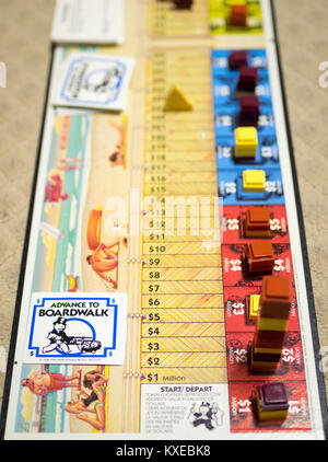 Das spielbrett der Boardwalk, eine 1985 Spin-off der Parker Brothers Brettspiel Monopoly. Stockfoto