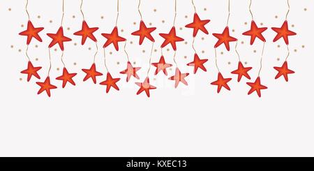 Weihnachten Banner mit rotem Anhänger Sterne. Vector Illustration Stock Vektor