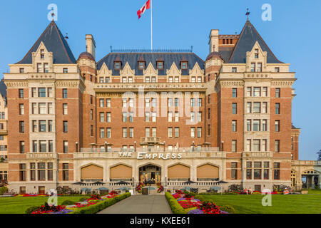 Das Fairmont Empress Hotel in Victoria, der auch als Garden City auf Vancouver Island in British Columbia, Kanada bekannt Stockfoto