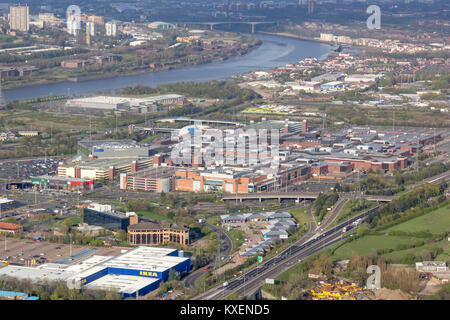 Gateshead Metro Center aus der Luft Stockfoto