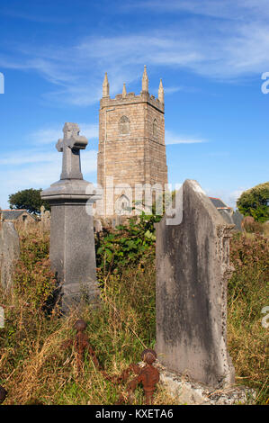 Die Pfarrkirche St. Uny, Lelant, Cornwall, UK - Johannes Gollop Stockfoto