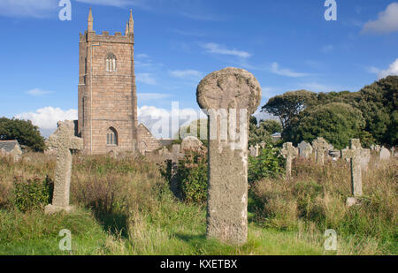 Die Pfarrkirche St. Uny, Lelant, Cornwall, UK - Johannes Gollop Stockfoto