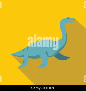 Blau elasmosaurine Dinosaurier Symbol, flacher Stil Stock Vektor
