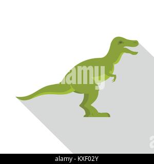 Grüne theropode Saurier Symbol, flacher Stil Stock Vektor
