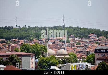 Skyline von Skopje aus dem alten Basar, Mazedonien Stockfoto