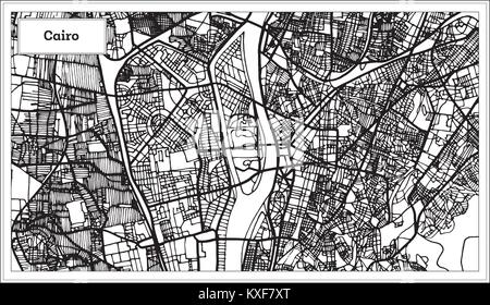 Kairo Ägypten Stadtplan in Schwarz und Weiß. Vector Illustration. Übersichtskarte. Stock Vektor