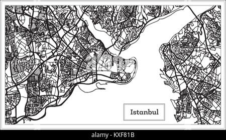 Istanbul Türkei Karte in Schwarz und Weiß. Vector Illustration. Übersichtskarte. Stock Vektor