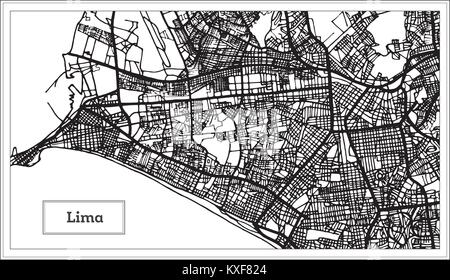 Lima Peru Stadtplan in Schwarz und Weiß. Vector Illustration. Übersichtskarte. Stock Vektor