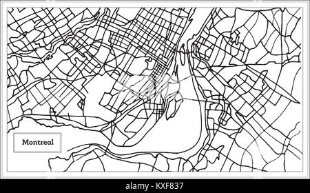 Montreal Kanada Stadtplan in Schwarz und Weiß. Vector Illustration. Übersichtskarte. Stock Vektor