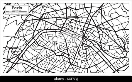 Paris Frankreich Stadtplan in Schwarz und Weiß. Hand gezeichnet. Vector Illustration. Stock Vektor