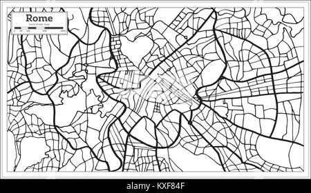 Rom Italien Stadtplan in Schwarz und Weiß. Hand gezeichnet. Vector Illustration. Stock Vektor
