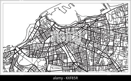 Tripolis Libyen Karte in Schwarz und Weiß. Vector Illustration. Übersichtskarte. Stock Vektor