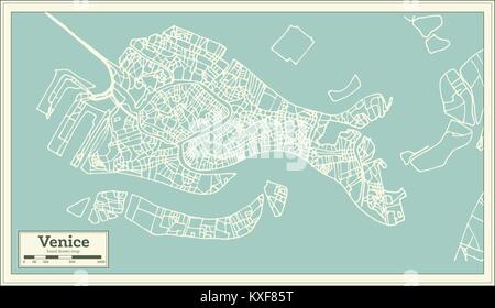 Venedig Italien Stadtplan im Retro-stil. Übersichtskarte. Vector Illustration. Stock Vektor