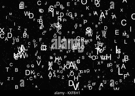 Abstrakte weiße Schrift auf schwarzem Hintergrund Stockfoto