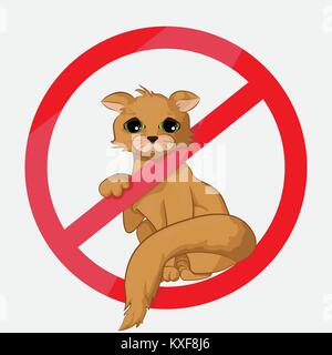 Traurige Katze im Verbotszeichen. Stop Tier. Stock Vektor