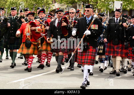 Eine keltische Marsch Parade der Dudelsack Gebläse. Stockfoto