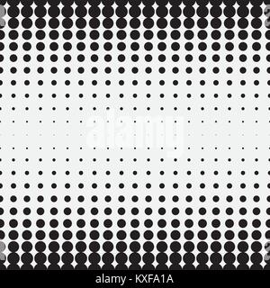 Schwarz-weiss Muster von Punkten in verschiedenen Größen von großen zu kleinen Stock Vektor
