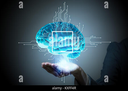 Ki (Künstliche Intelligenz) Konzept, 3D-Rendering, abstraktes Bild visual Stockfoto