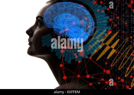 Ki (Künstliche Intelligenz) Konzept. 3D-Rendering. Stockfoto