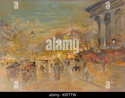 Ein Gemälde des russischen Künstlers Konstantin Korovin aus dem Jahr 1930 mit dem Titel „Madeleine“, das seinen impressionistischen Stil mit lebhaften Farben und Licht zeigt, typisch für seine späten Werke. Stockfoto