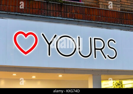 Dorchester, Dorset, Großbritannien. 9. Januar 2018. Ihr shopfront Zeichen in Dorchester, Dorset. Foto: Graham Jagd-/Alamy Leben Nachrichten. Stockfoto