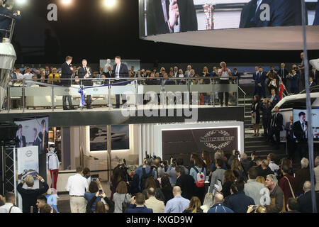 London, Großbritannien. 10. Januar, 2018. Hrh the Princess Royal nimmt an den ersten Tag der London Boat Show im Londoner Excel. Stockfoto