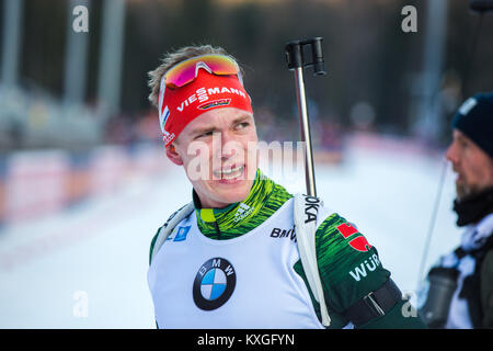 Ruhpolding, Deutschland. 10 Jan, 2018. Benedikt Doll (Deutschland), die in Aktion während der Männer 20 KM einzelnen Konkurrenz an der BMW IBU Weltcup Biathlon in Ruhpolding gesehen. (Foto: Gonzales Foto/Alamy leben Nachrichten Stockfoto