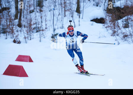 Ruhpolding, Deutschland. 10 Jan, 2018. MORAVEC Ondrej Aktion während der mens World Cup 20 km einzelne Rennen bei den IBU-WM in Ruhpolding Deutschland. Credit: Marcel Laponder/Alamy leben Nachrichten Stockfoto