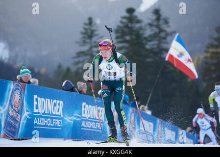 Ruhpolding, Deutschland. 10 Jan, 2018. Roman Rees in Aktion während der mens World Cup 20 km einzelne Rennen bei den IBU-WM in Ruhpolding Deutschland. Credit: Marcel Laponder/Alamy leben Nachrichten Stockfoto