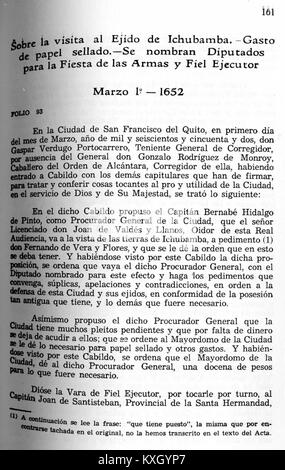 Ein mit ACCQUITO gekennzeichnetes historisches Dokument oder Protokoll, das Ereignisse oder Transaktionen von 1650 bis 1657 abdeckt, Seite 161, die zu Archivierungs- und Forschungszwecken aufbewahrt werden. Stockfoto
